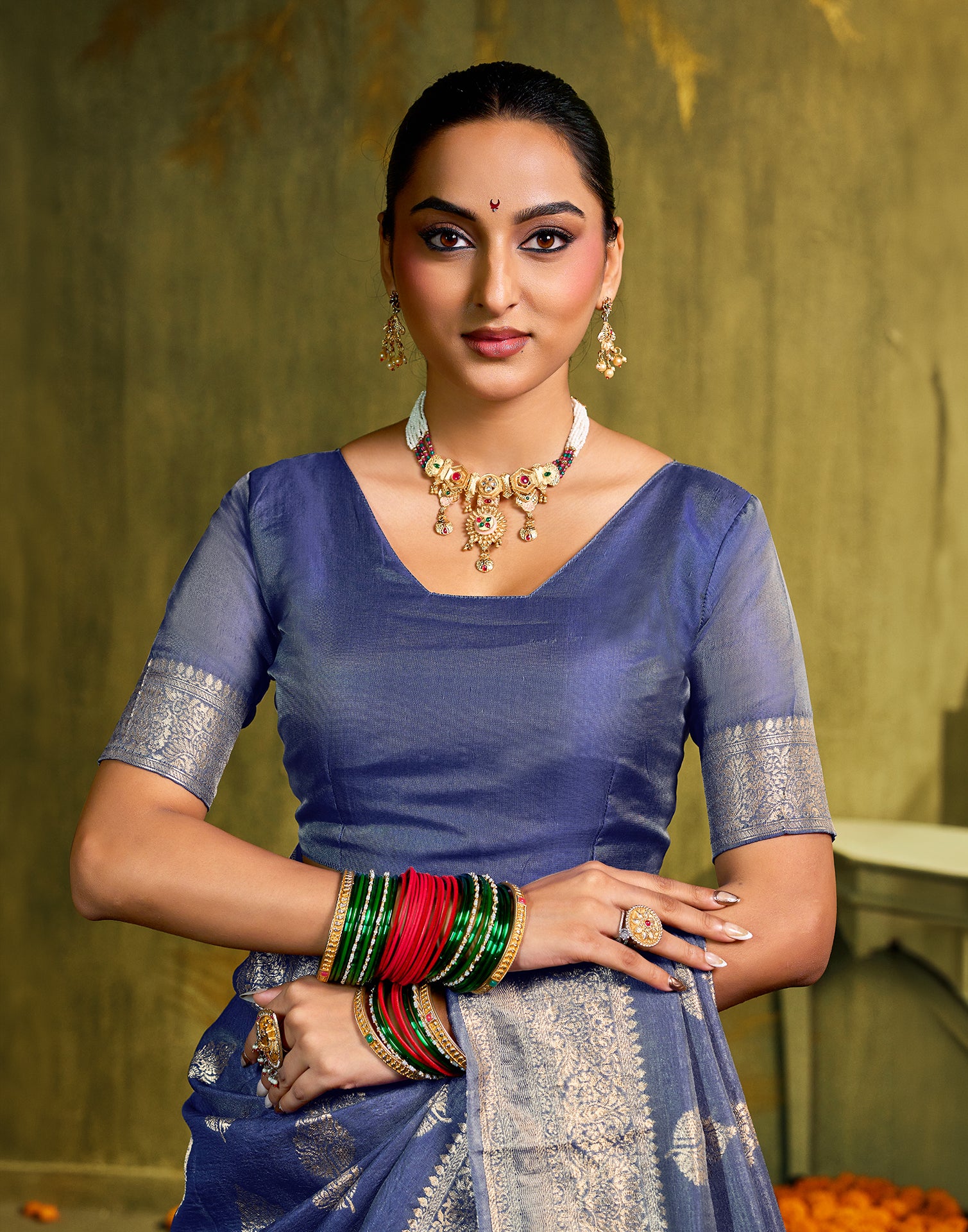 Blue Silk Woven Banarasi Saree