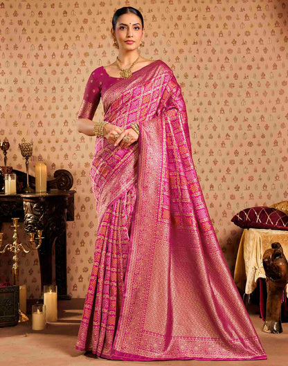 Pink Silk Printed Bandhani Saree