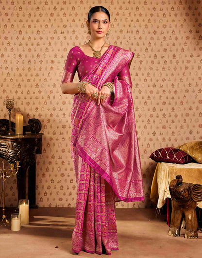 Pink Silk Printed Bandhani Saree