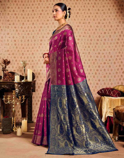 Pink Silk Woven Banarasi Saree