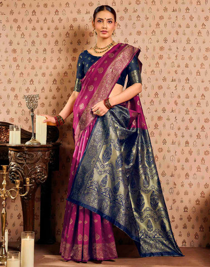 Pink Silk Woven Banarasi Saree