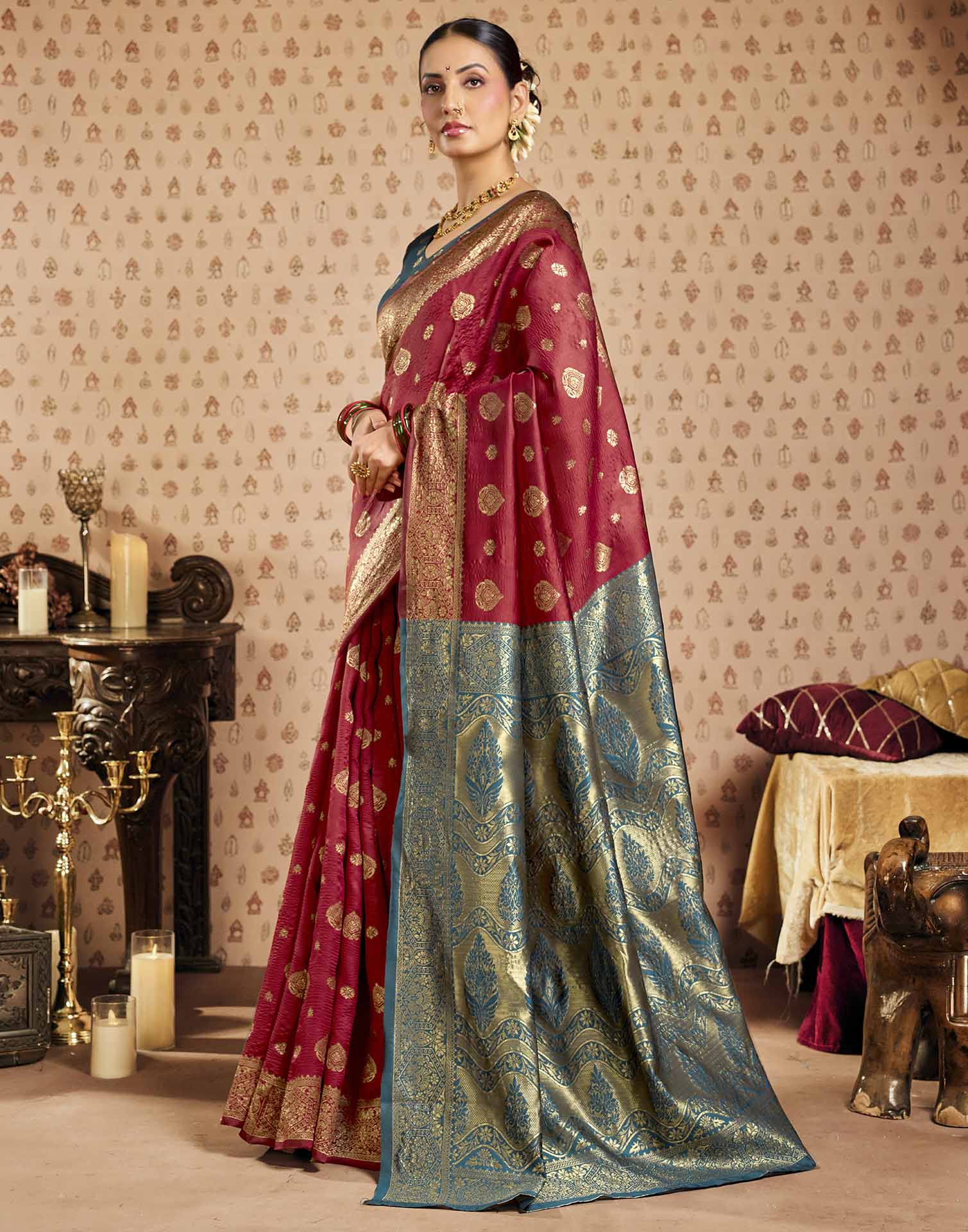 Red Silk Woven Banarasi Saree