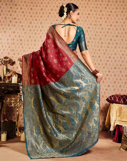 Red Silk Woven Banarasi Saree