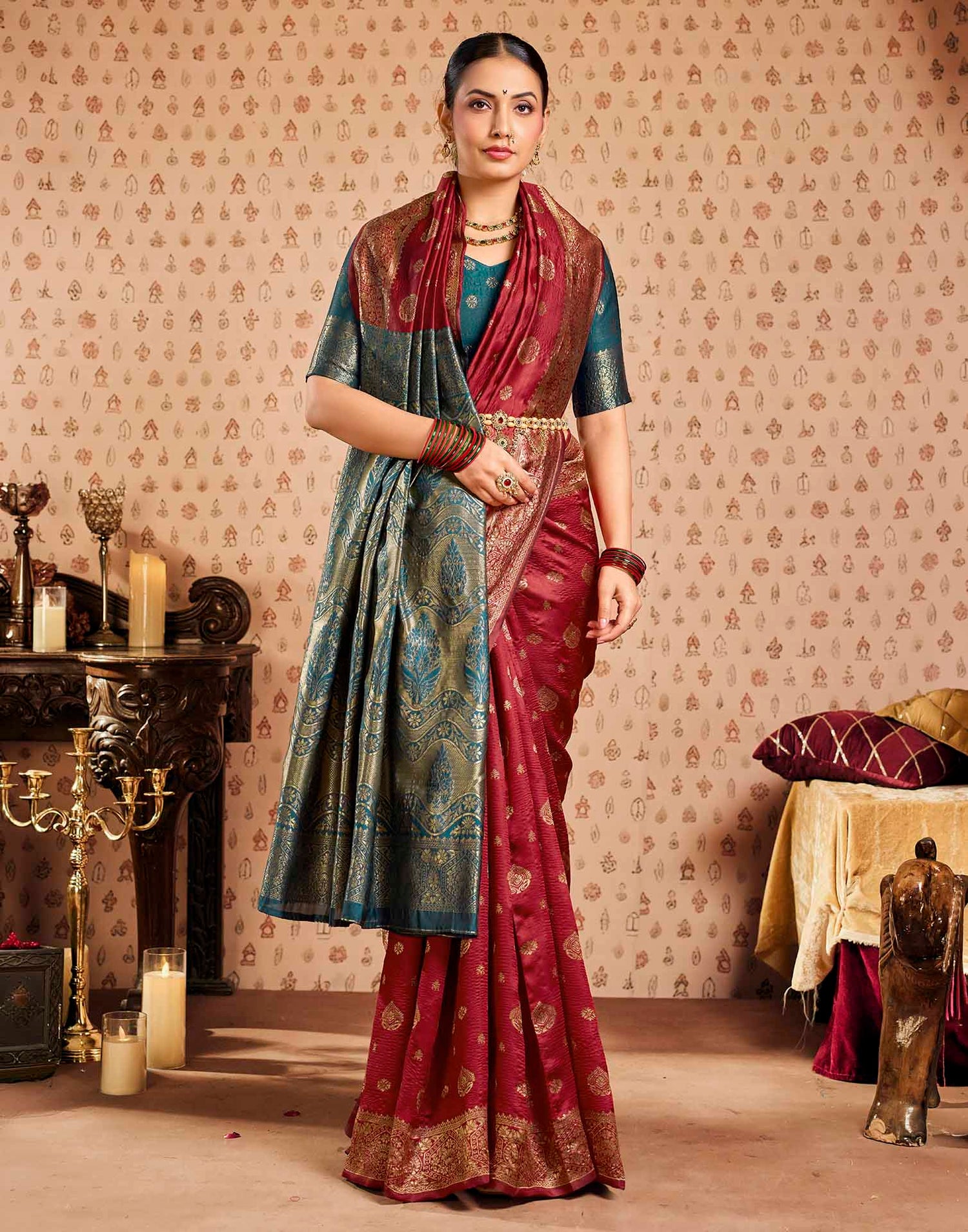 Red Silk Woven Banarasi Saree