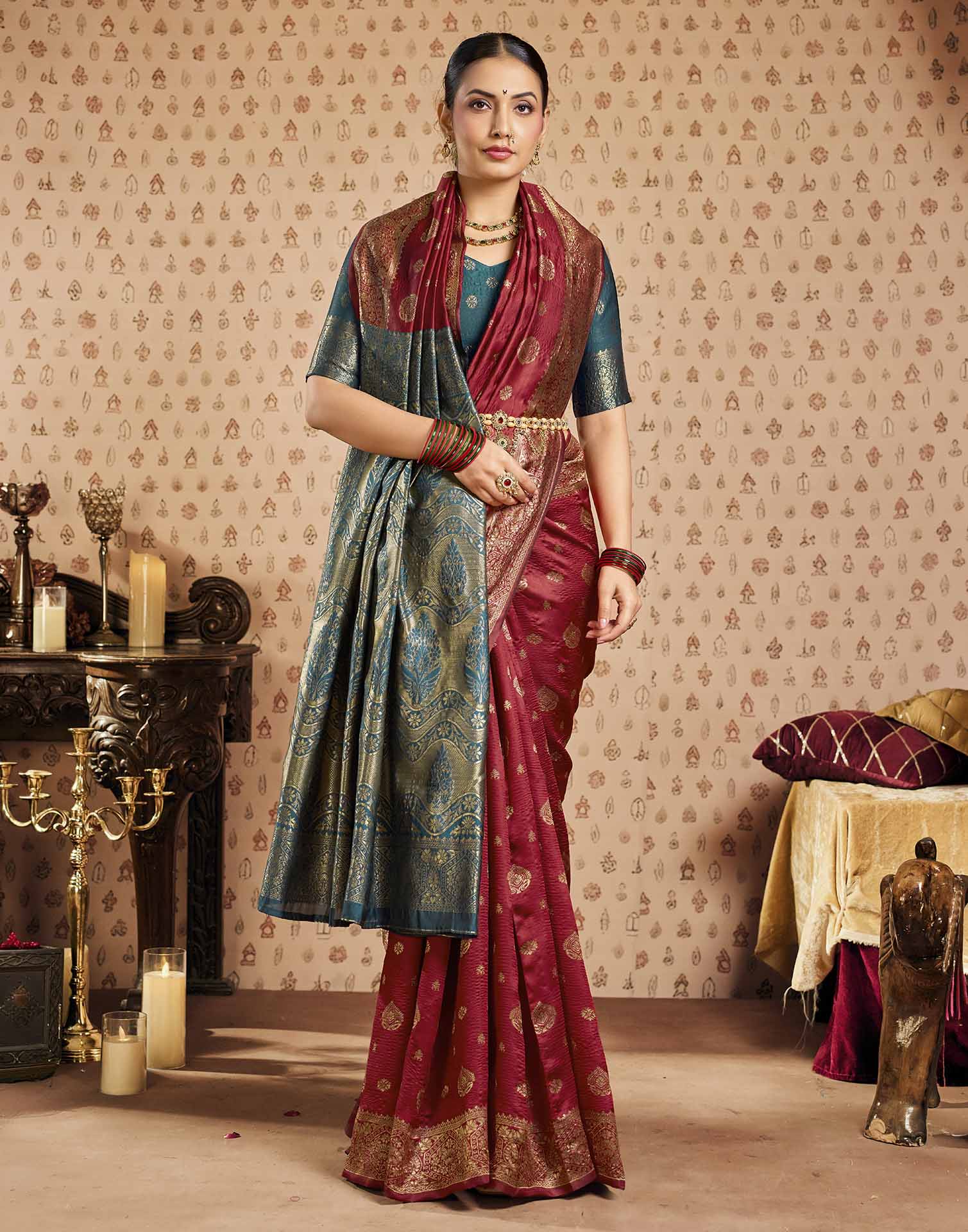 Red Silk Woven Banarasi Saree
