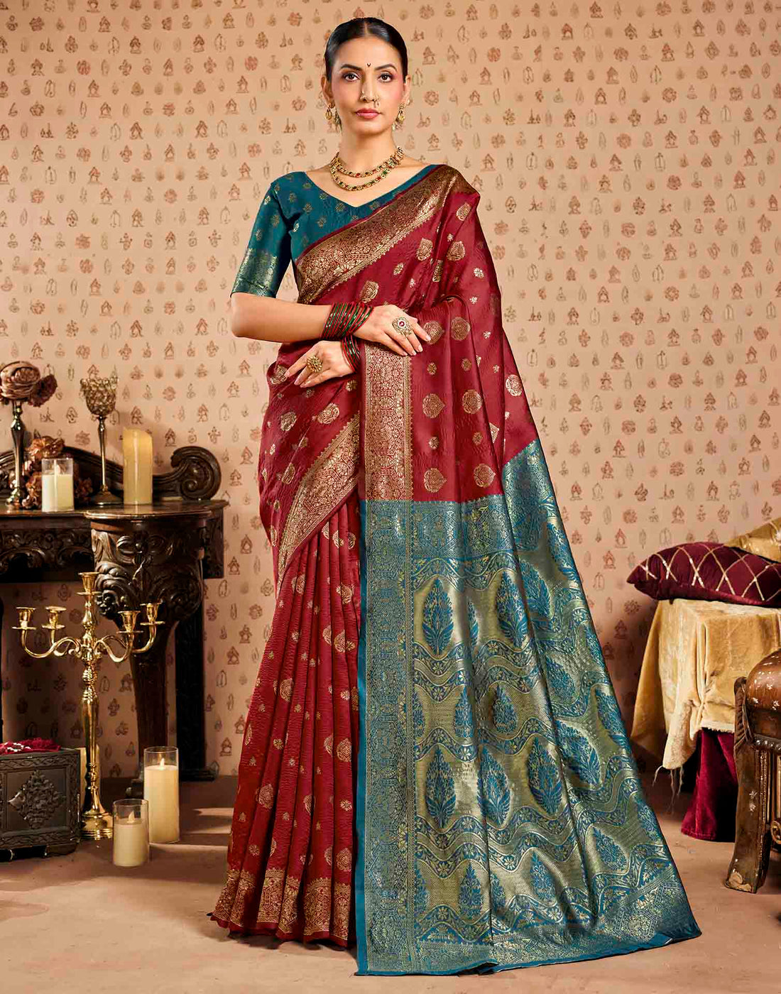 Red Silk Woven Banarasi Saree