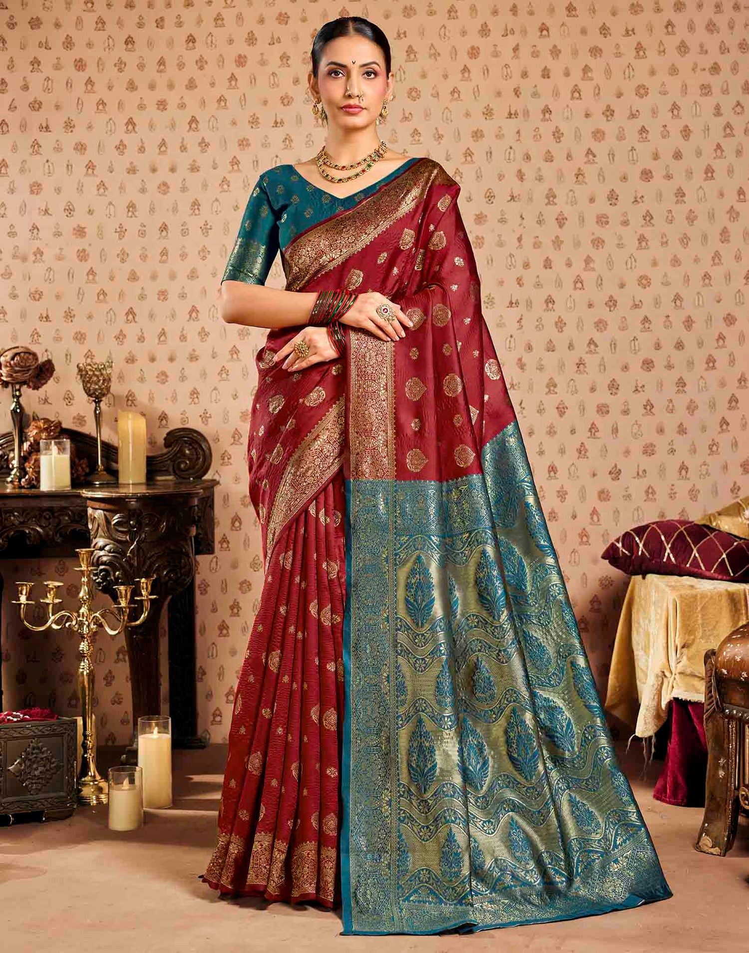 Red Silk Woven Banarasi Saree