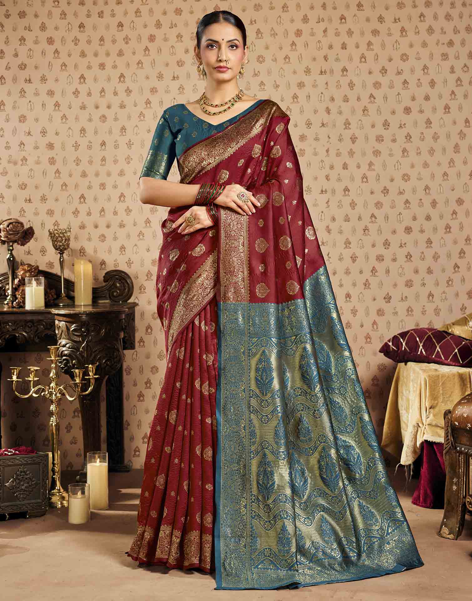 Red Silk Woven Banarasi Saree