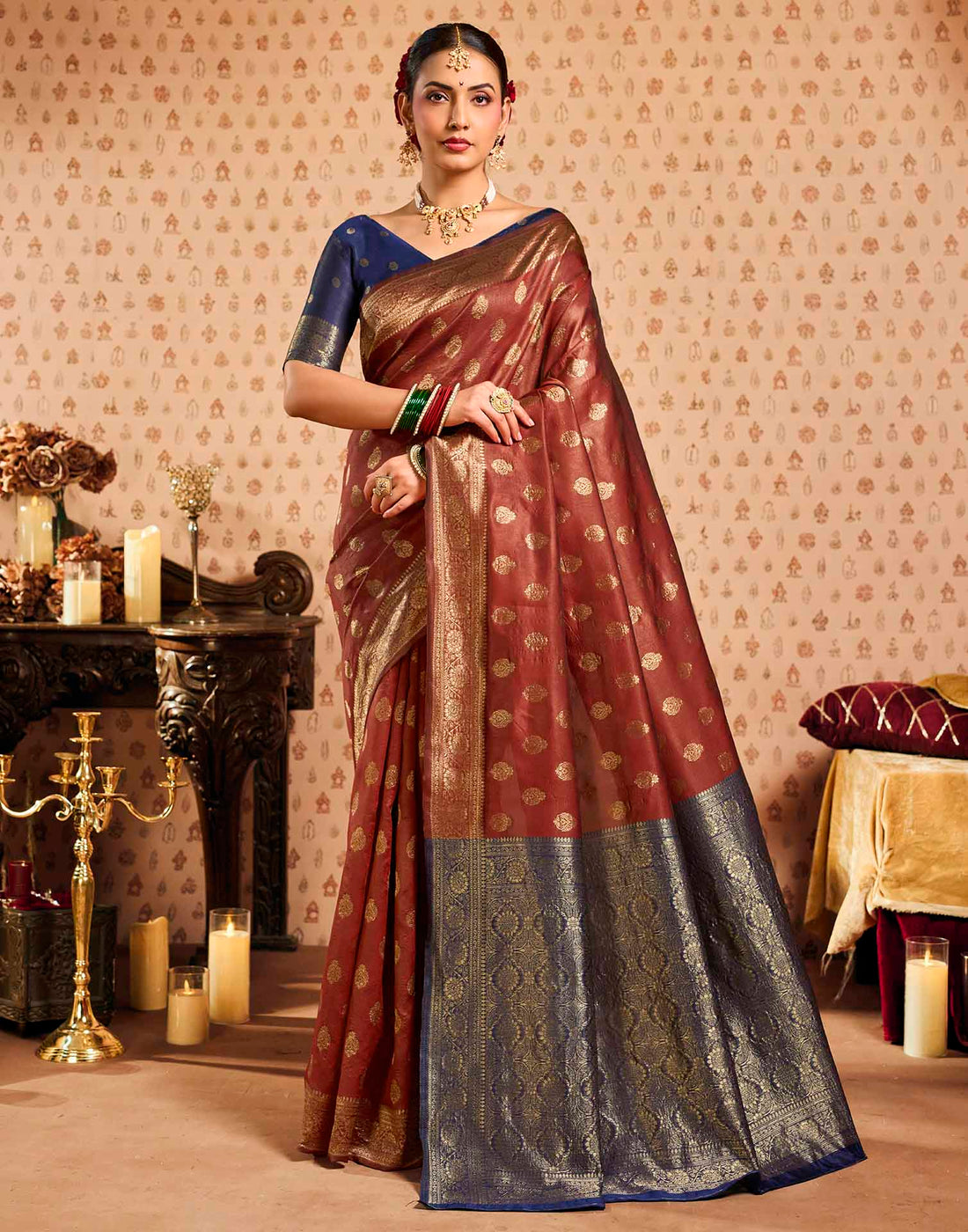 Red Silk Woven Banarasi Saree