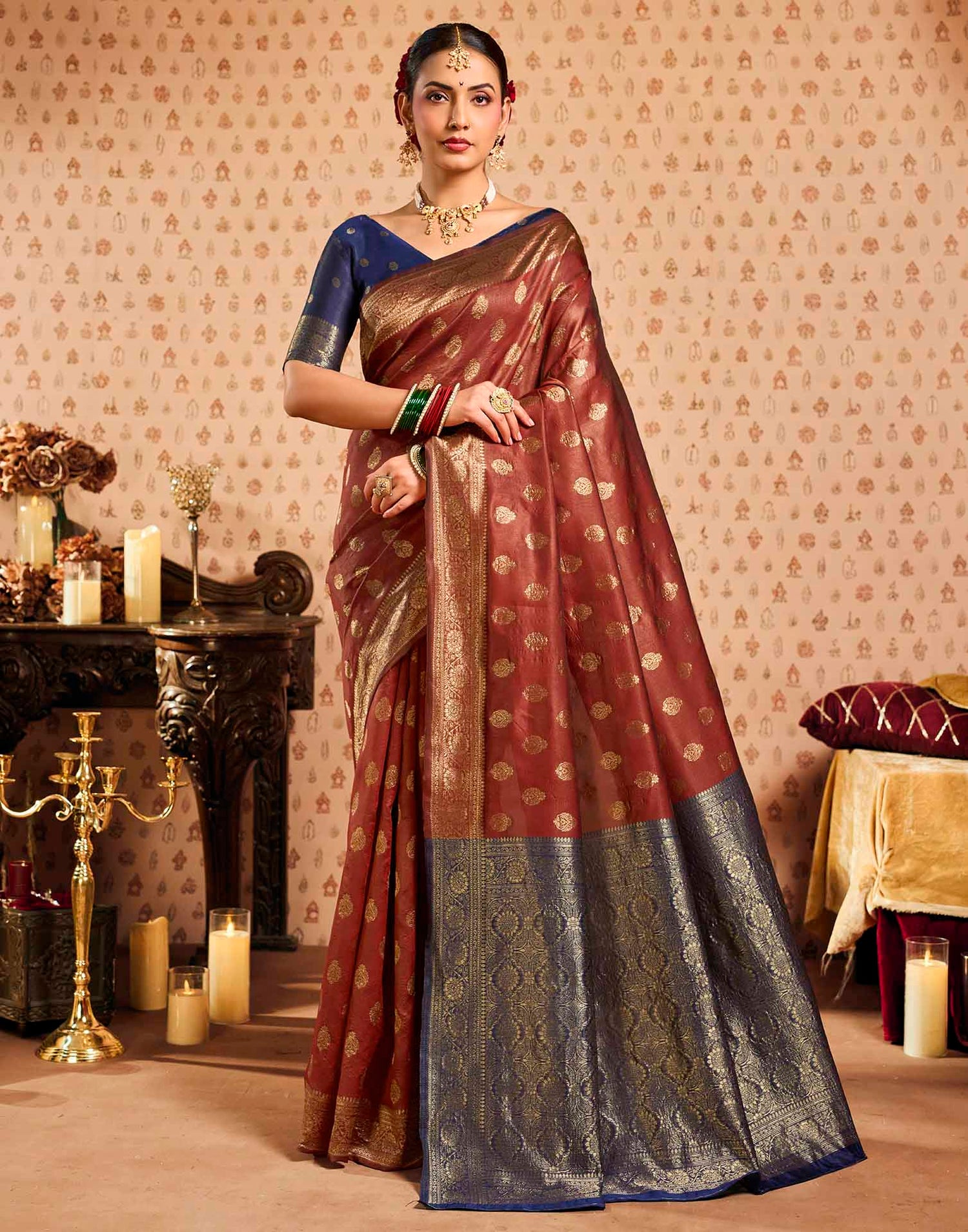 Red Silk Woven Banarasi Saree