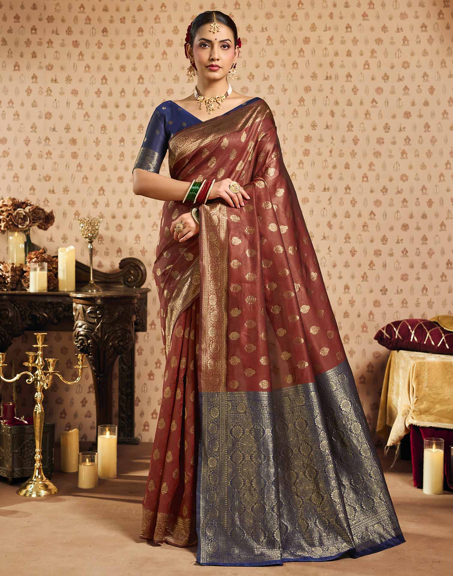 Red Silk Woven Banarasi Saree