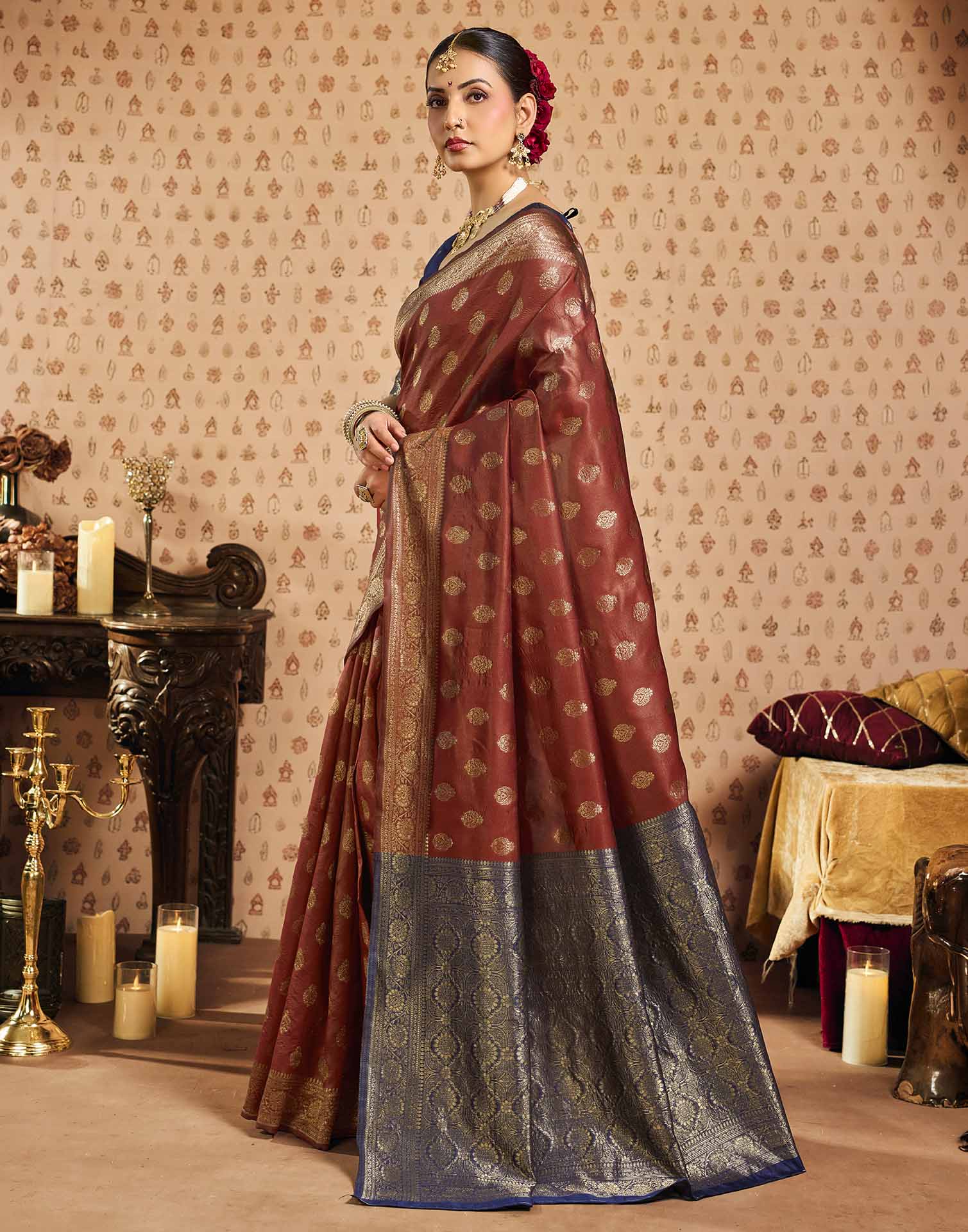 Red Silk Woven Banarasi Saree