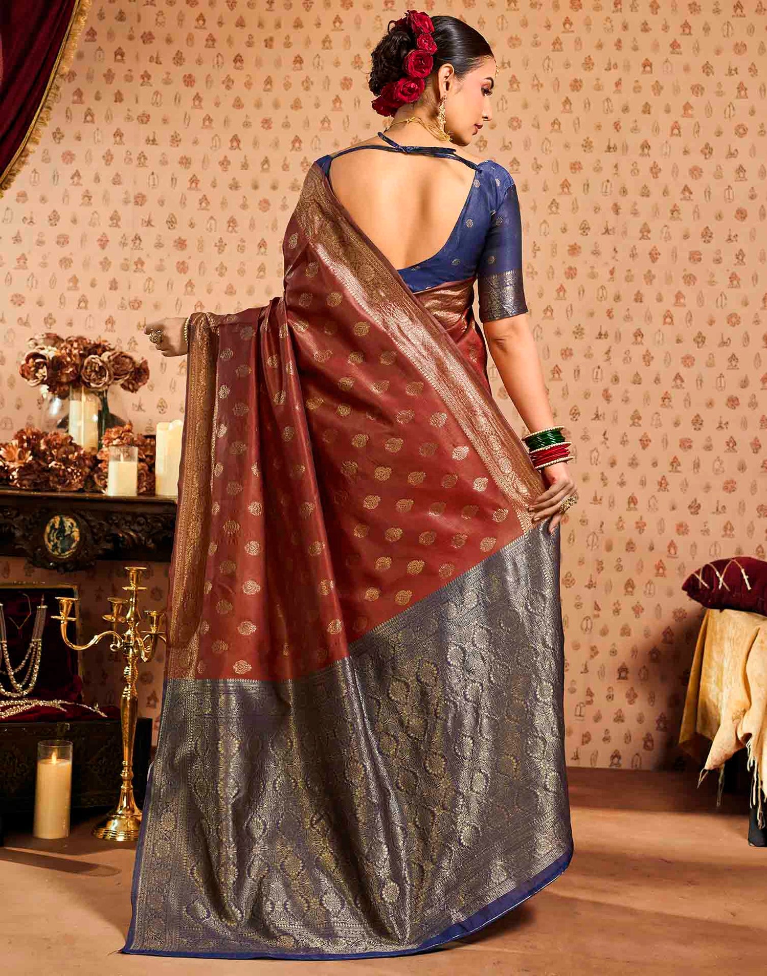 Red Silk Woven Banarasi Saree
