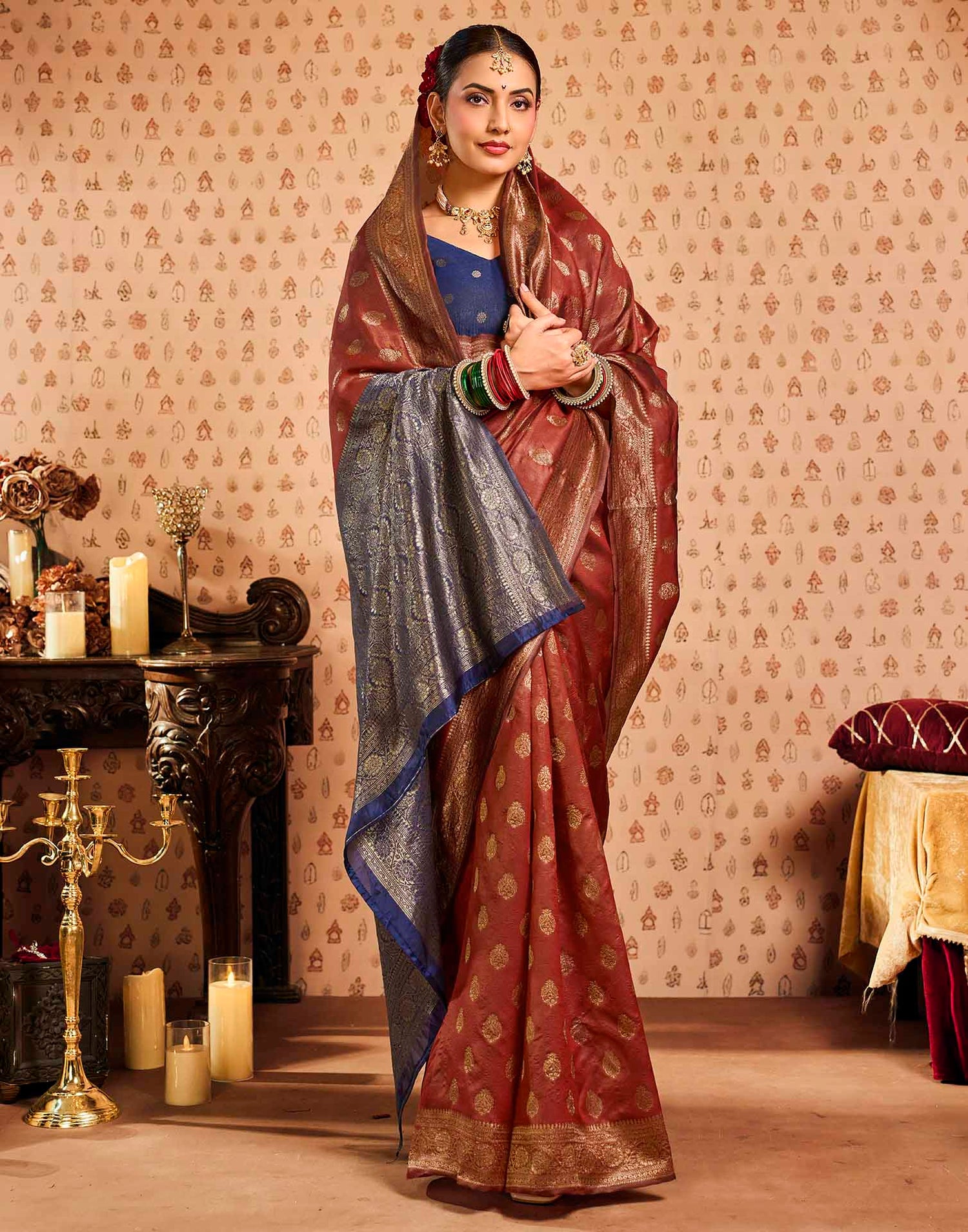 Red Silk Woven Banarasi Saree