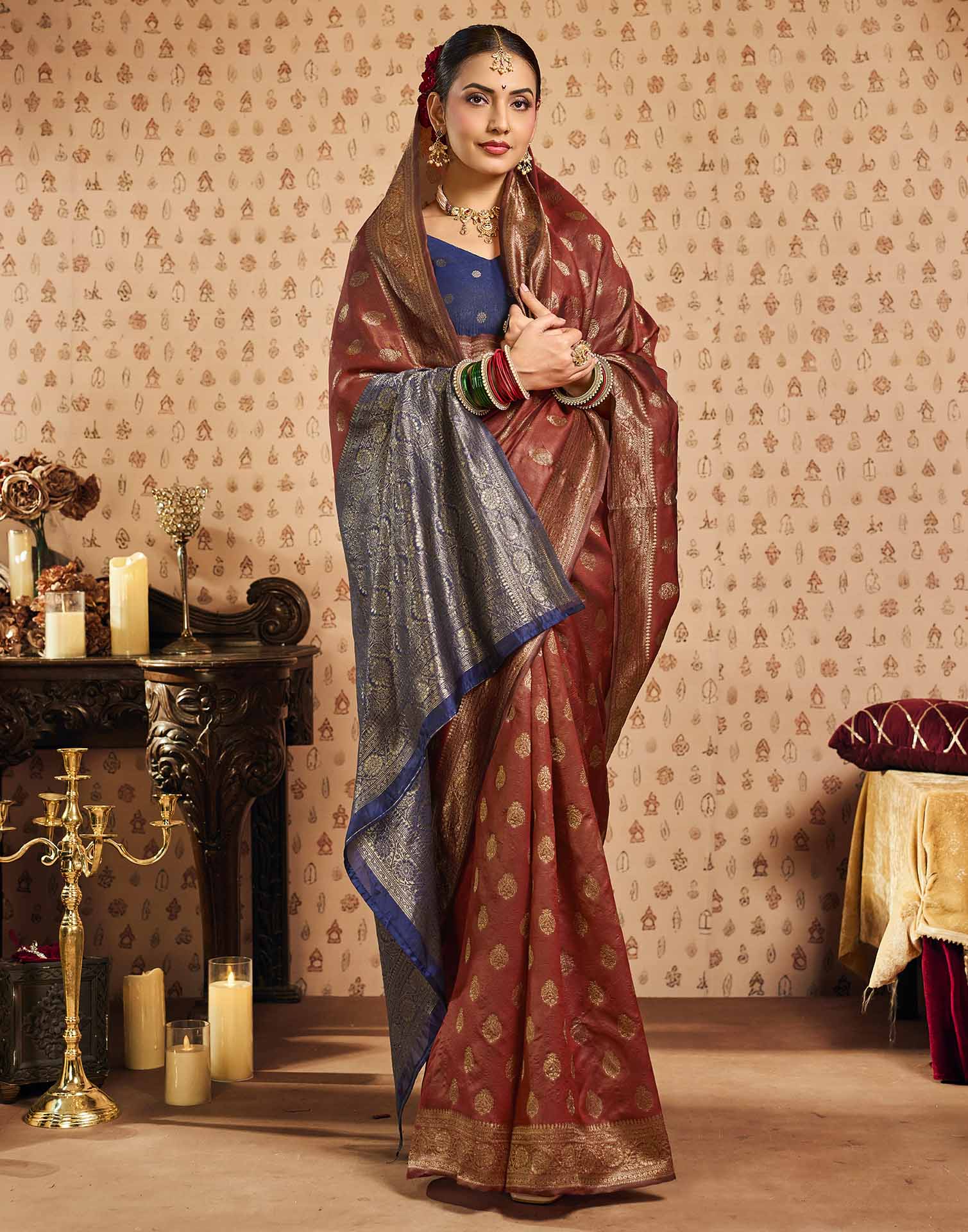 Red Silk Woven Banarasi Saree
