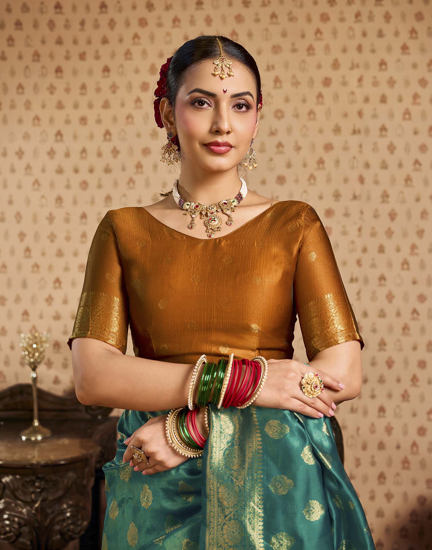Rama Blue Silk Woven Banarasi Saree