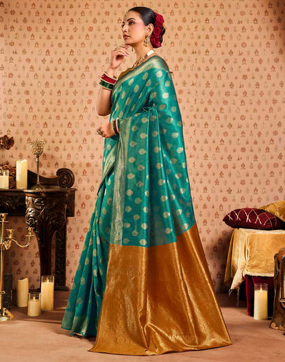 Rama Blue Silk Woven Banarasi Saree