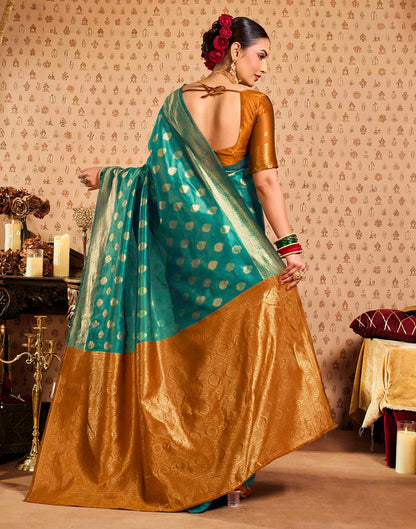 Rama Blue Silk Woven Banarasi Saree