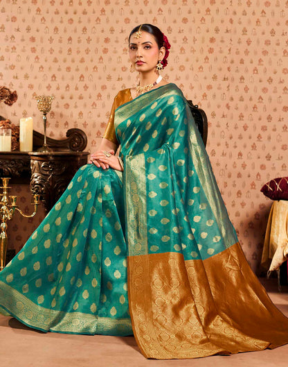 Rama Blue Silk Woven Banarasi Saree