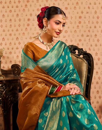 Rama Blue Silk Woven Banarasi Saree