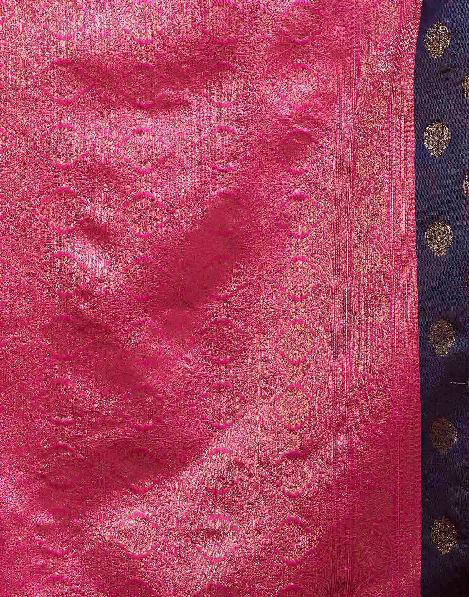 Navy Blue Silk Woven Banarasi Saree