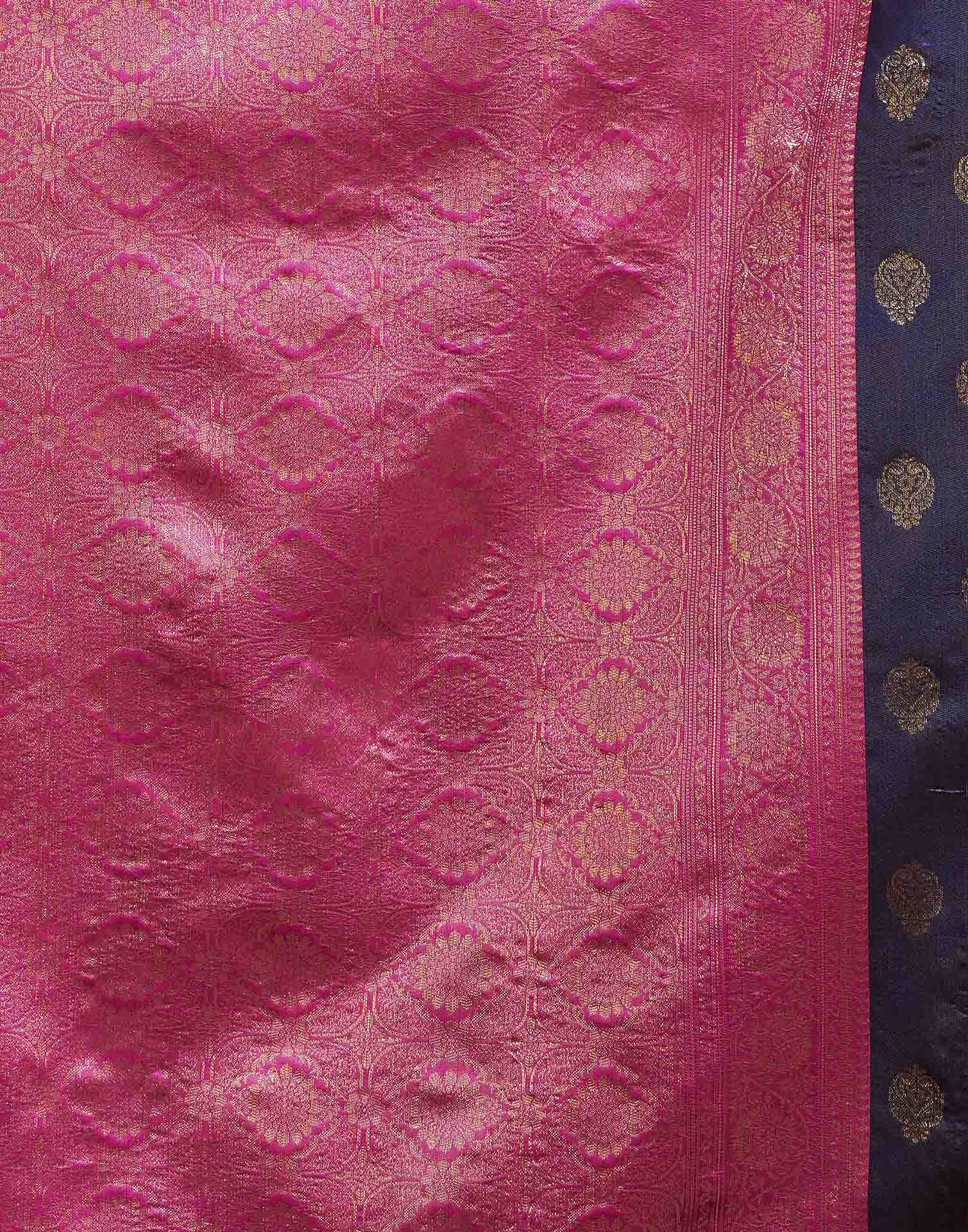 Navy Blue Silk Woven Banarasi Saree