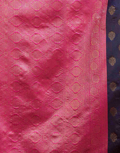 Navy Blue Silk Woven Banarasi Saree