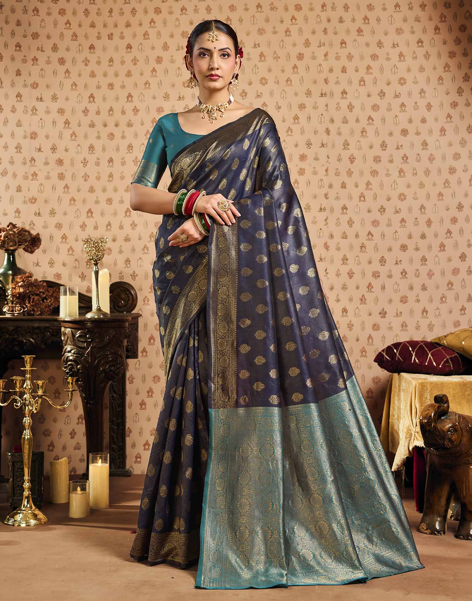 Black Silk Woven Banarasi Saree
