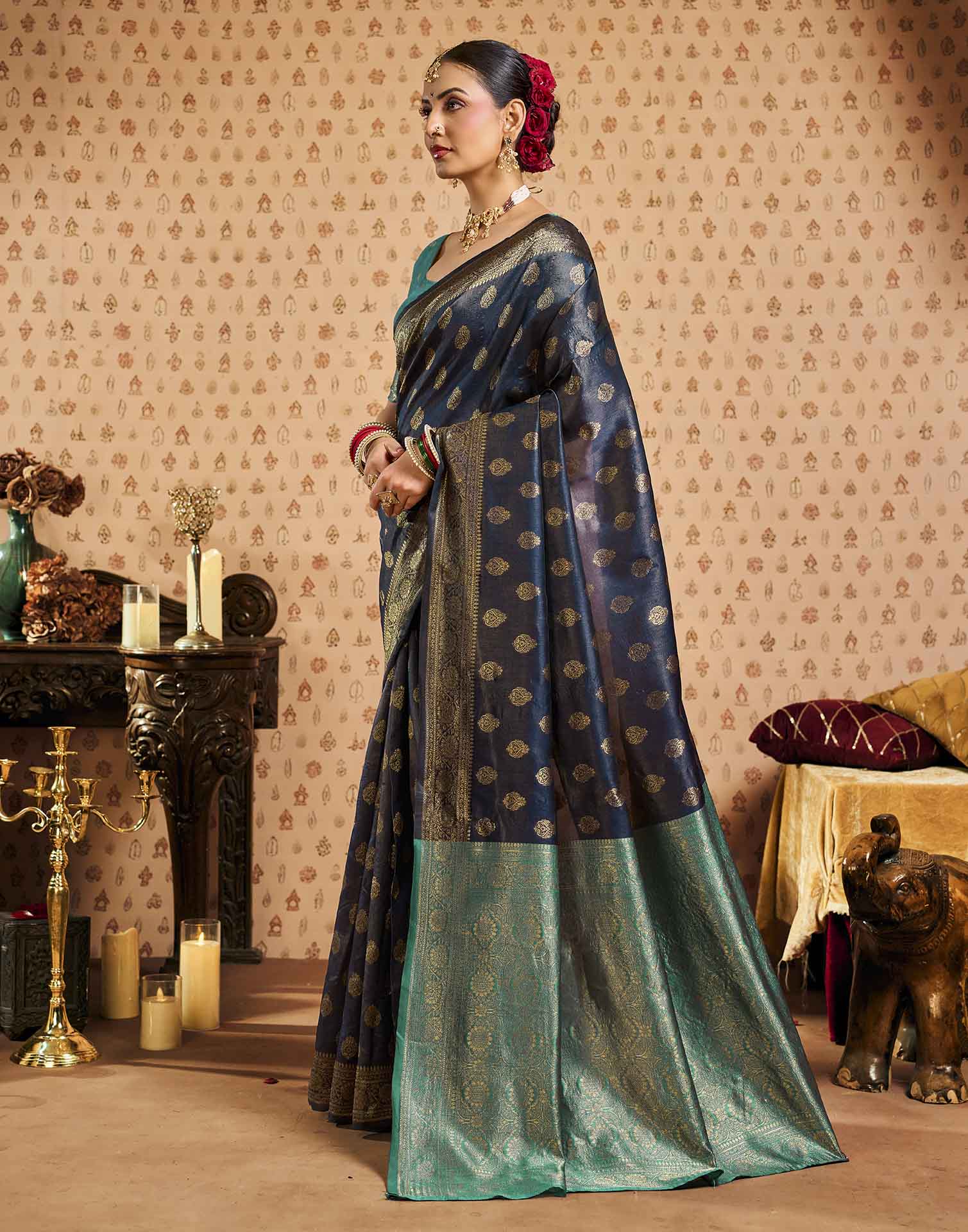 Black Silk Woven Banarasi Saree