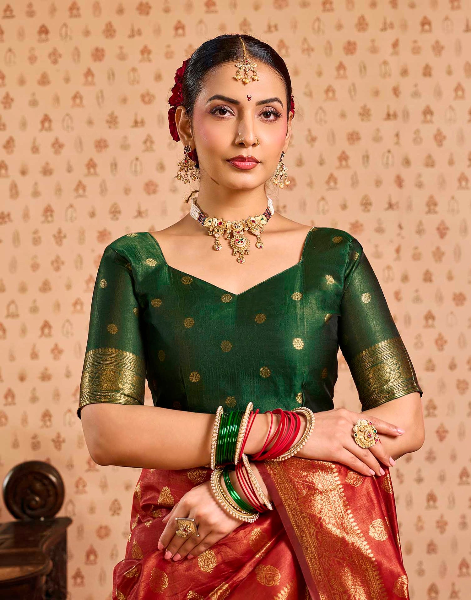 Red Silk Woven Banarasi Saree