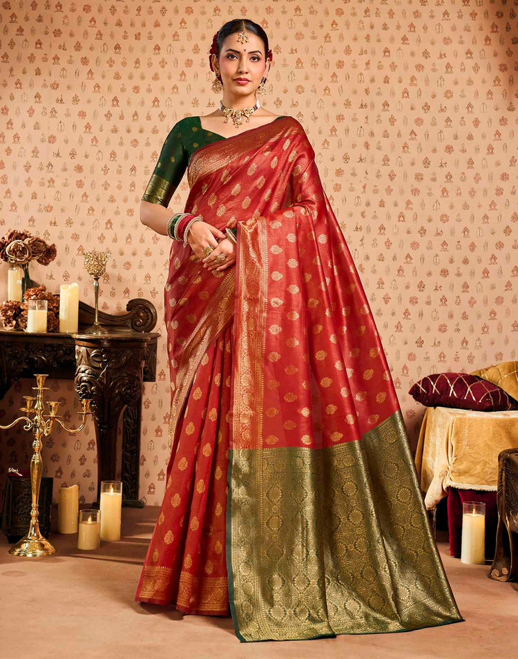 Red Silk Woven Banarasi Saree