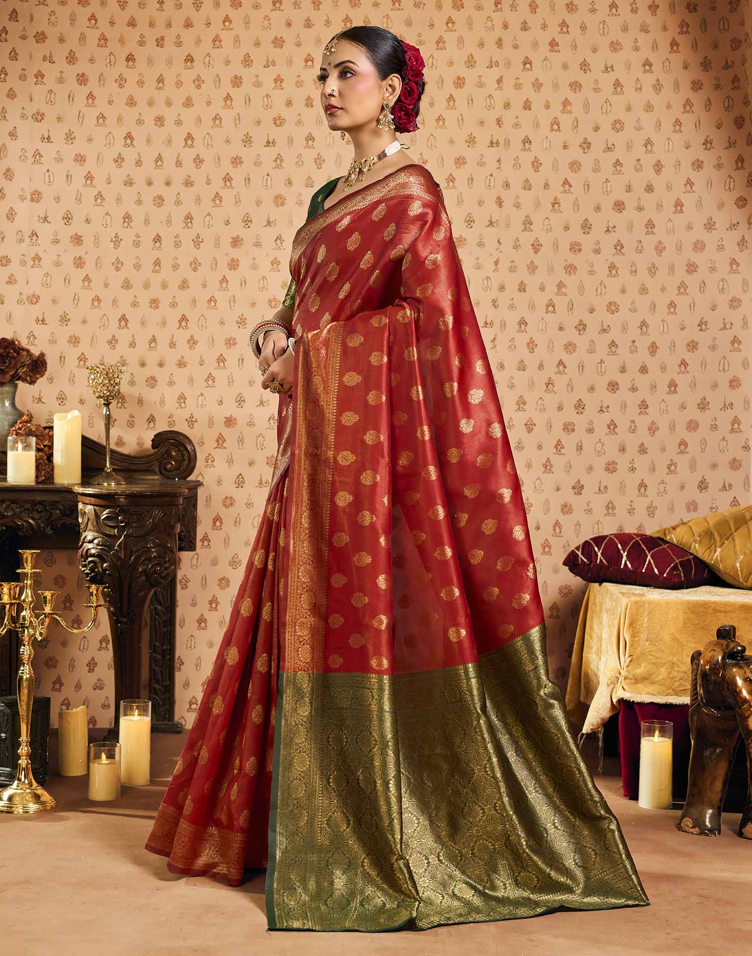 Red Silk Woven Banarasi Saree