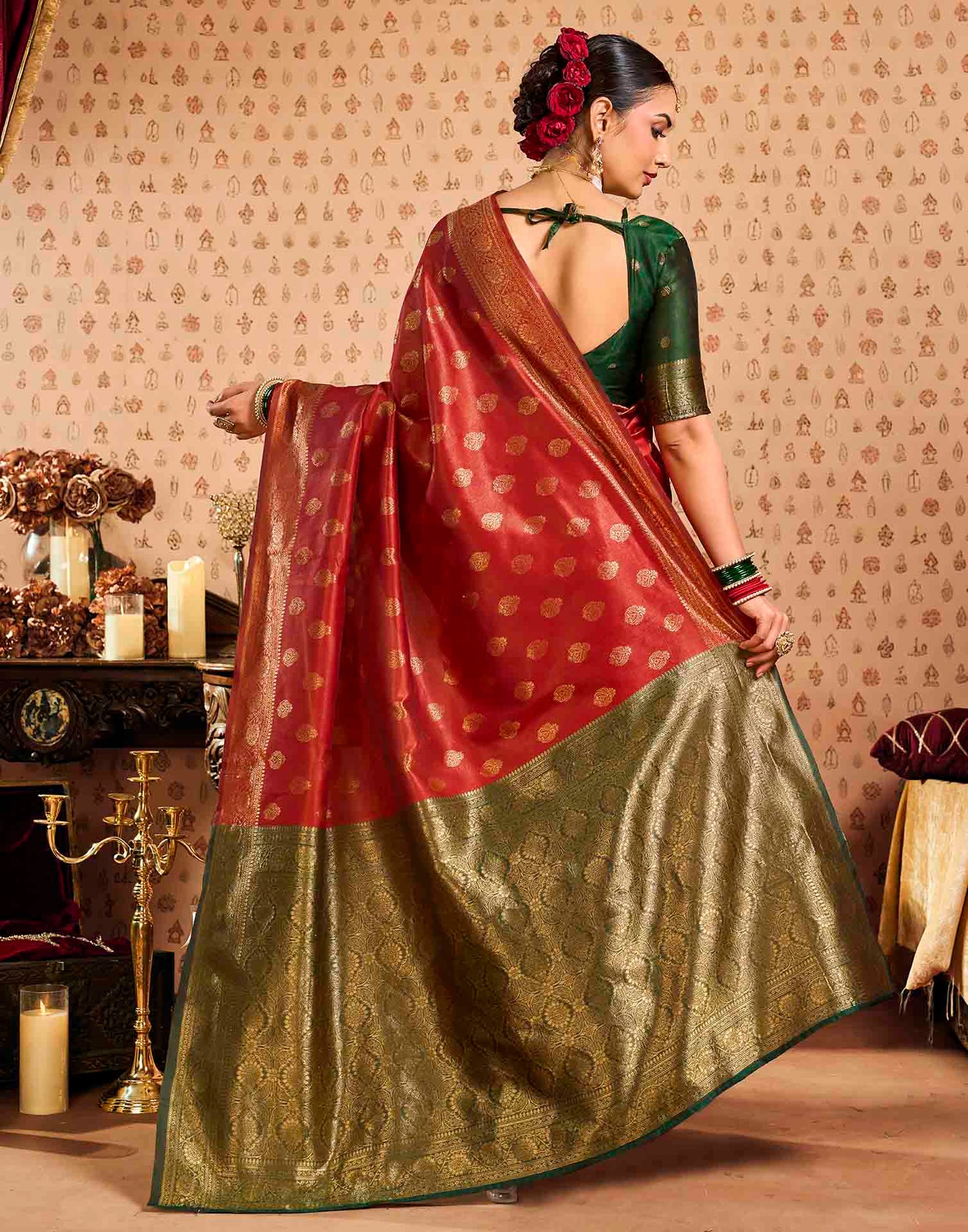 Red Silk Woven Banarasi Saree