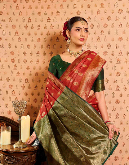 Red Silk Woven Banarasi Saree