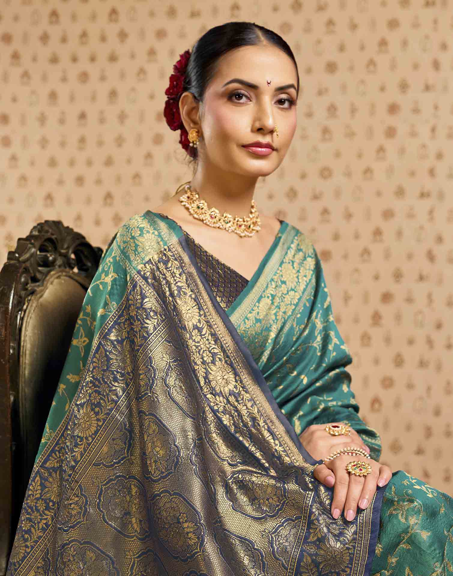Sku Blue,Blue Silk Woven Banarasi Saree