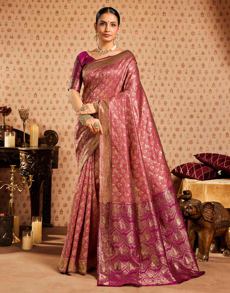 Light Pink Silk Woven Paithani Saree