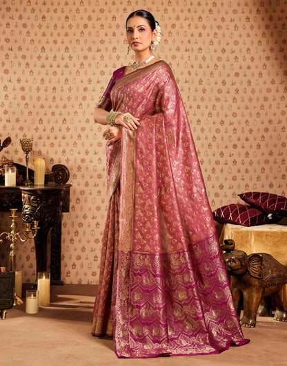 Light Pink Silk Woven Paithani Saree