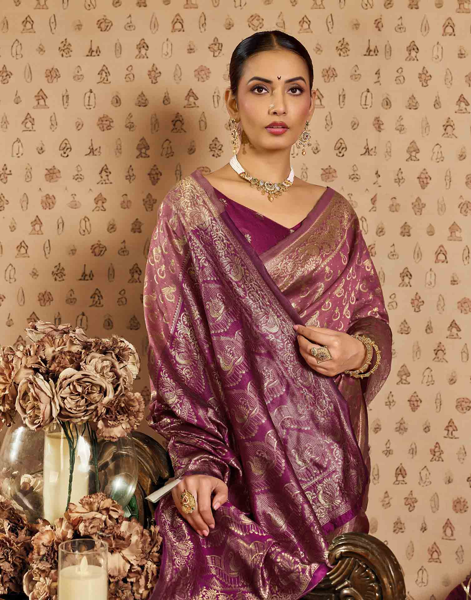 Light Pink Silk Woven Paithani Saree