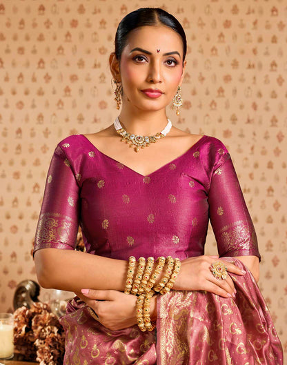 Light Pink Silk Woven Paithani Saree