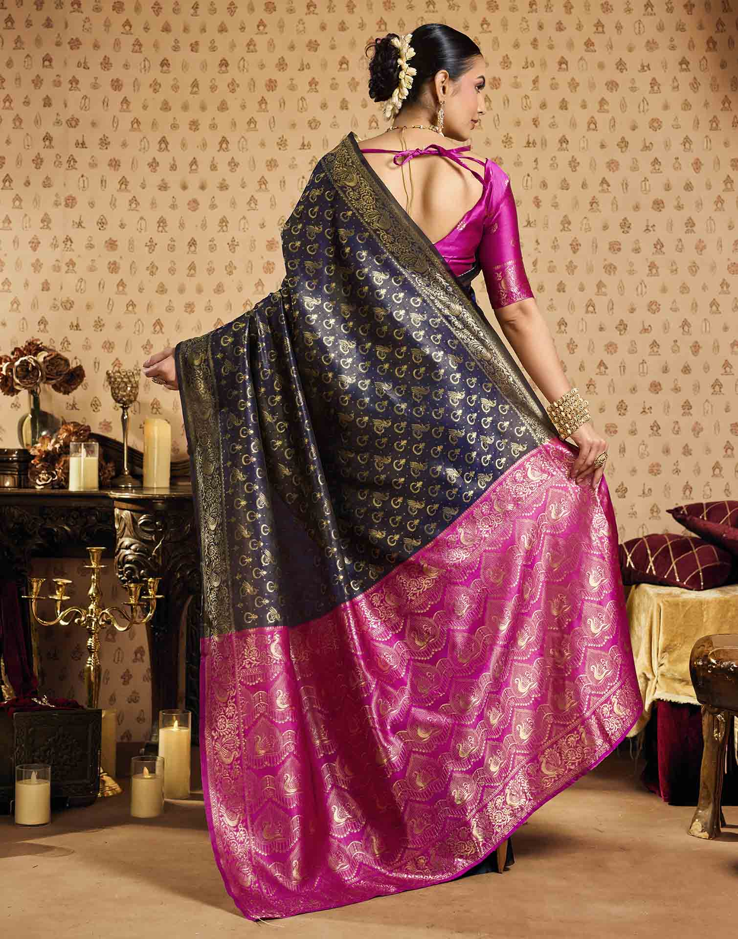 Black Silk Woven Paithani Saree