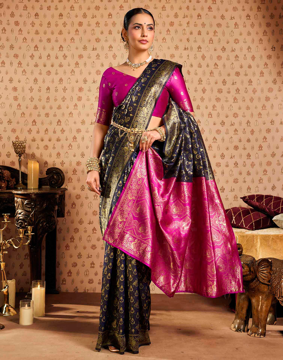 Black Silk Woven Paithani Saree