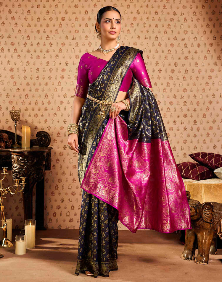 Black Silk Woven Paithani Saree