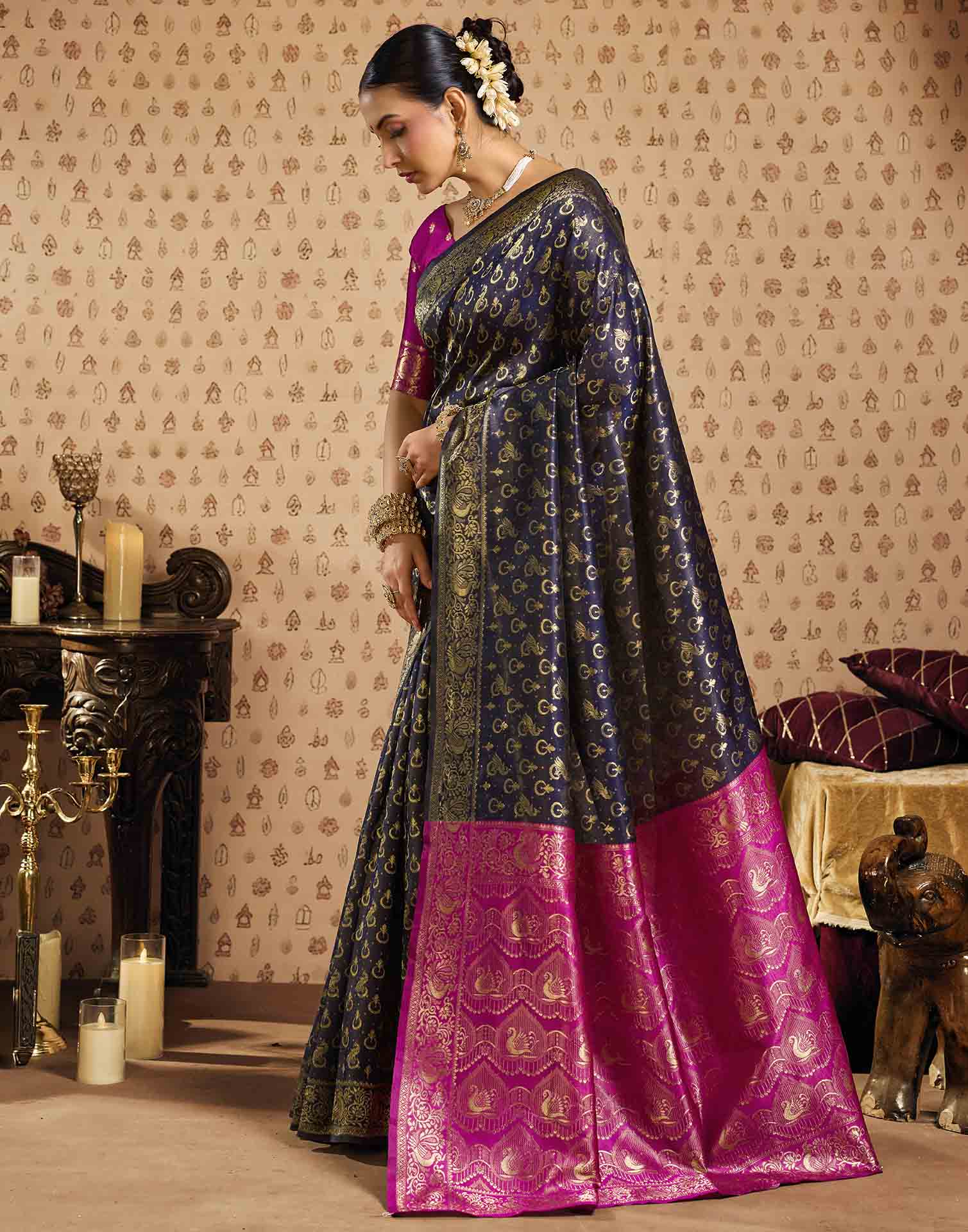 Black Silk Woven Paithani Saree