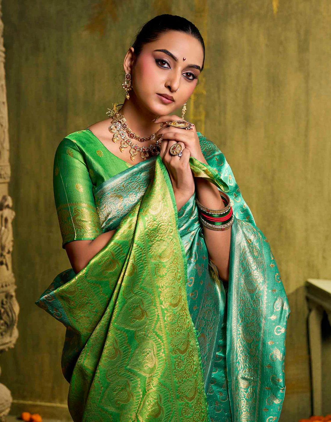 Turqouise Silk Woven Paithani Saree