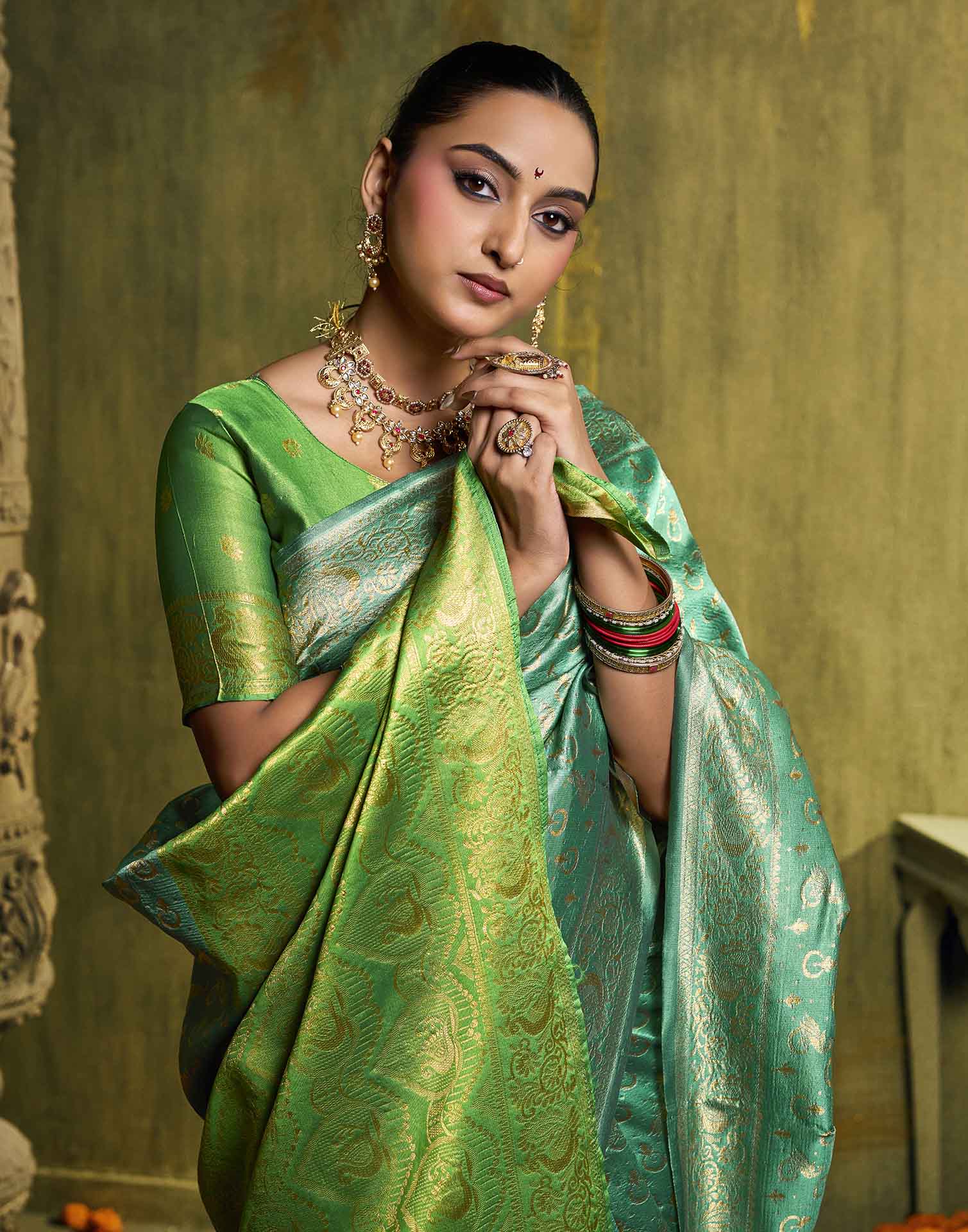 Turqouise Silk Woven Paithani Saree