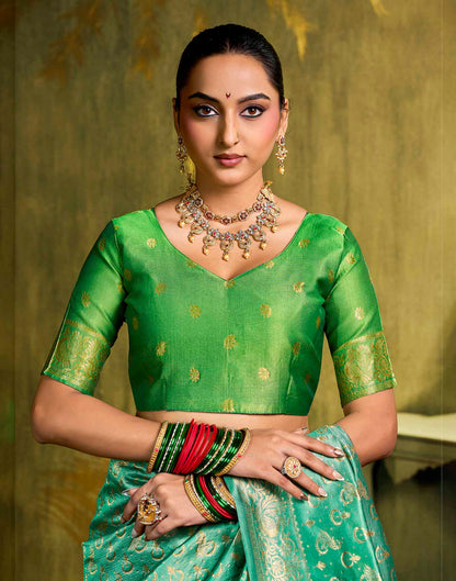 Turqouise Silk Woven Paithani Saree