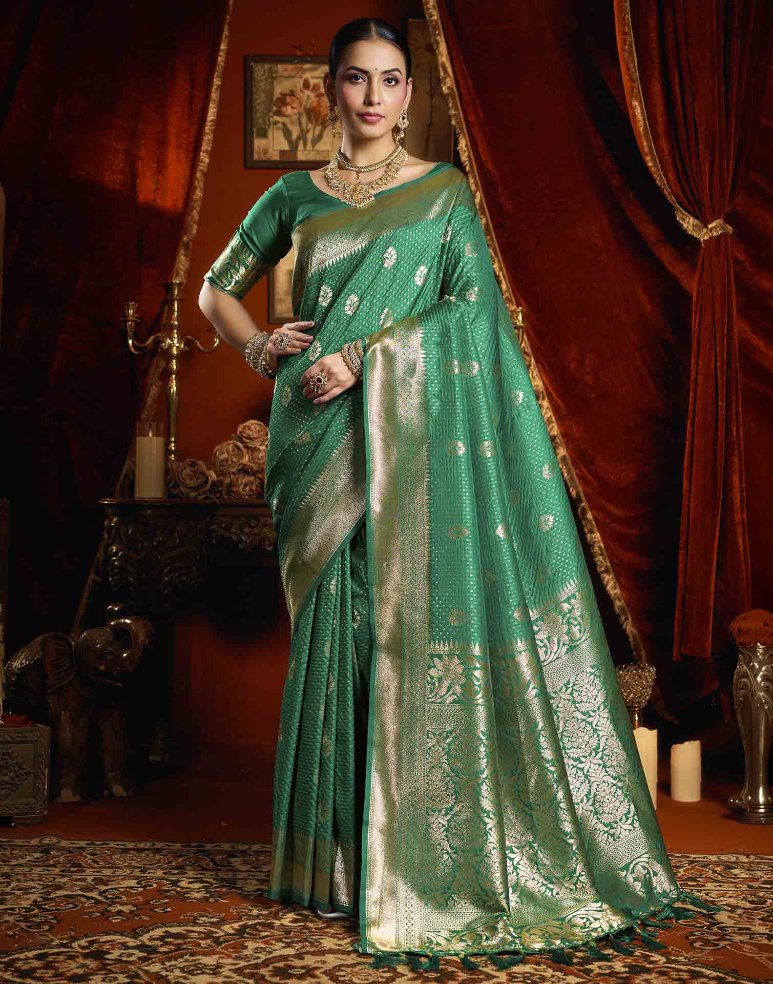 Green Silk Woven Banarasi Saree