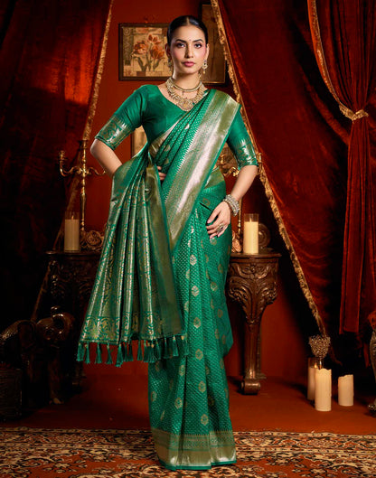 Green Silk Woven Banarasi Saree