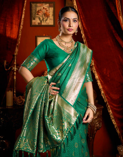 Green Silk Woven Banarasi Saree