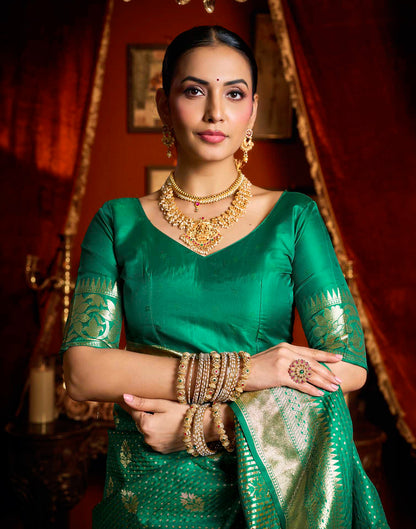 Green Silk Woven Banarasi Saree